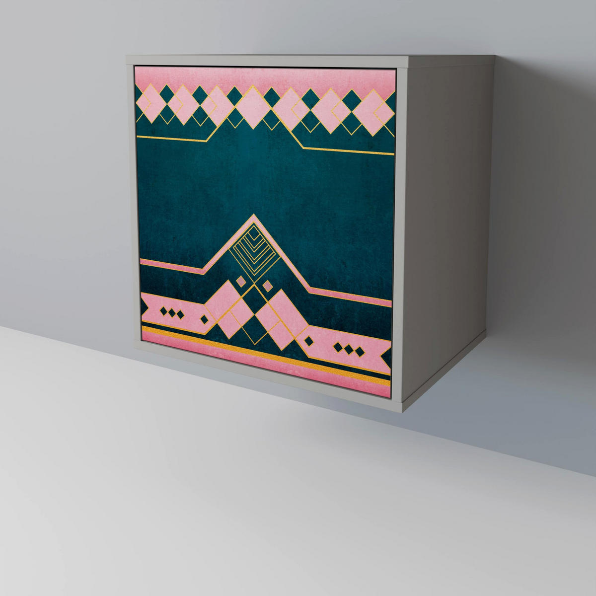 SIDEBOARD ROYAL COMPOSITION, Grau, 57,5x42x72,5 cm, Schwarze Metallfüße - Multicolor/Schwarz, Holzwerkstoff/Metall (57.5/72.5/42cm) - SpaceRebels