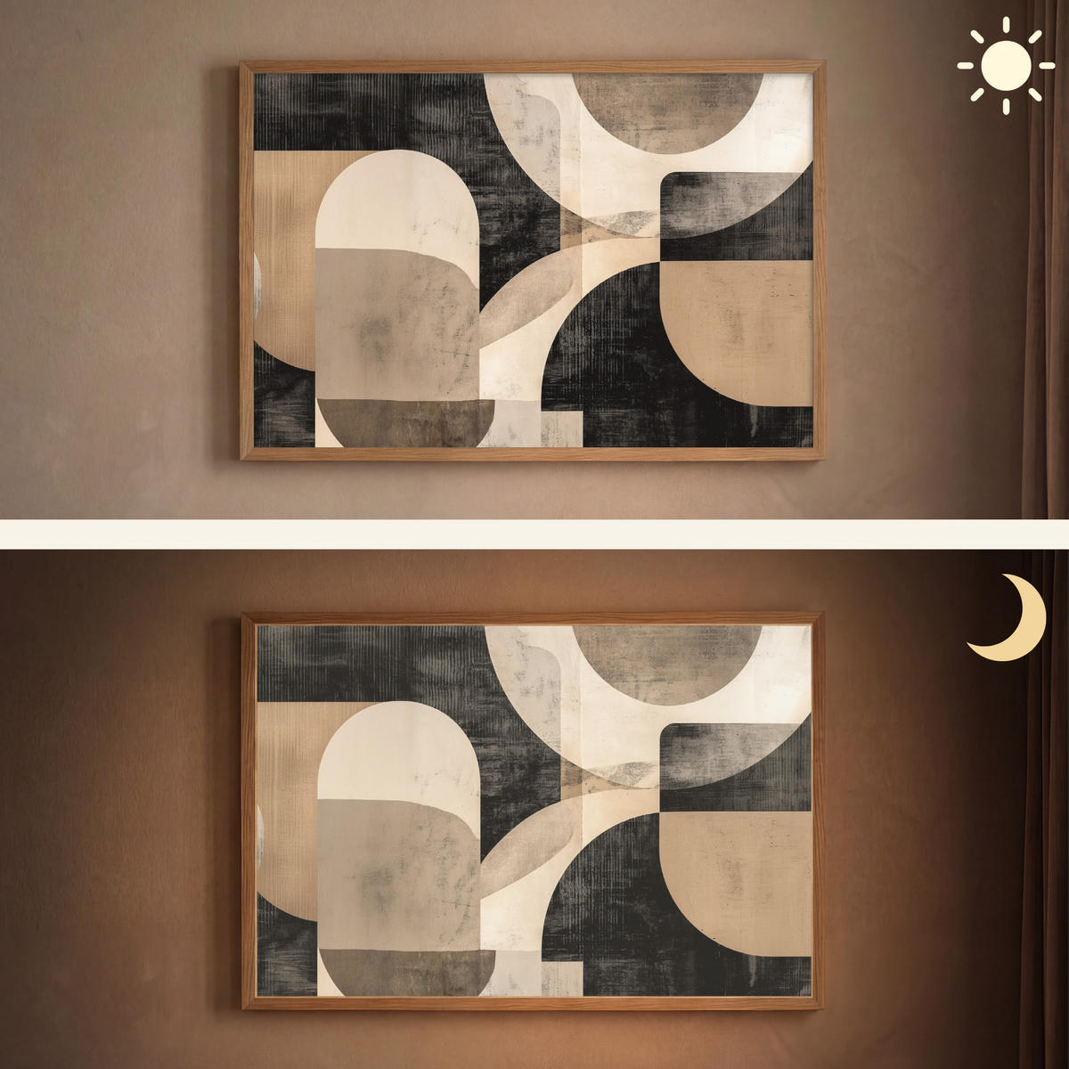 NÁSTĚNNÁ LAMPA S AKUMULÁTOREM Abstraktní - Tvary - Moderní - Béžová 100x70 cm - šedá, kompozitní dřevo (100/70/8cm) - OnlyWow
