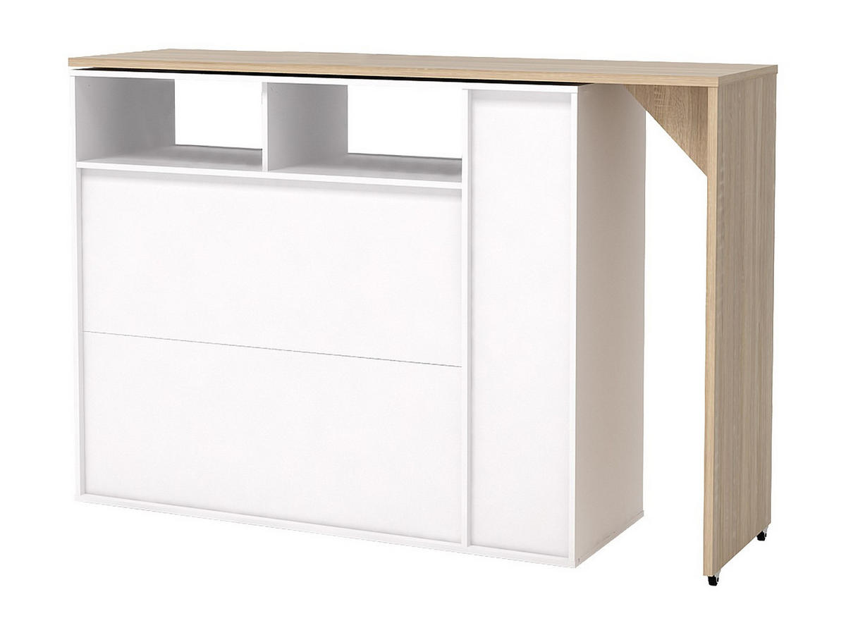 BARMÖBEL - 213.4 cm, 140 cmcm x 39.5 cmcm - Holz, Platte - Naturfarben Hell, Weiß - VINALO - Naturfarben/Weiß, Holz (213.4/94.3/39.5cm) - Vente-Unique