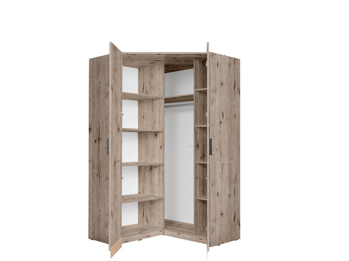 DREHTÜRENSCHRANK LUGERN 117/197/117cm 2-türig Eiche Wellington - Eichefarben, Holzwerkstoff (117/197/117cm) - MASSENO