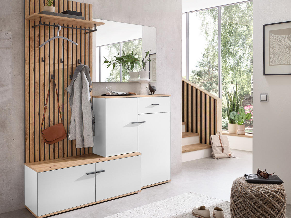 GARDEROBE COMO 148/199/38 cm - Weiß, Holzwerkstoff/Kunststoff (148/199/38cm) - moebel dich auf