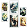 POSTER Set Mit 6 Wald und Savanne Größe A3 & A4 Weißer Rahmen - Weiß, Papier (29.7/1cm) - Nacnic