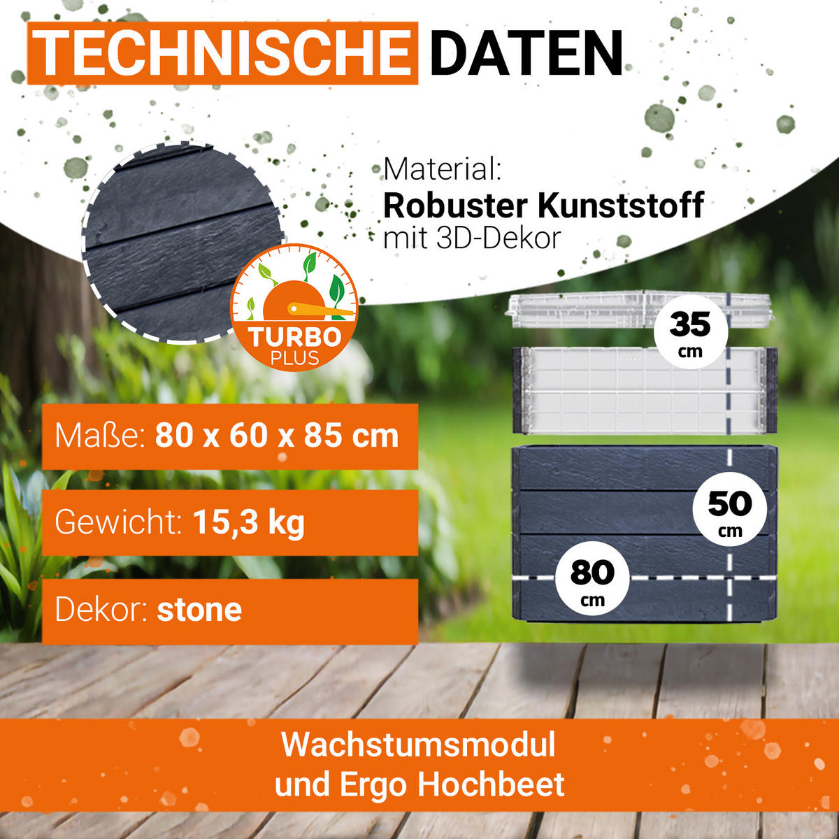 M 85 Hochbeet, , inkl. Wassersparsystem - Anthrazit, Kunststoff (80/85/60cm) - GARANTIA
