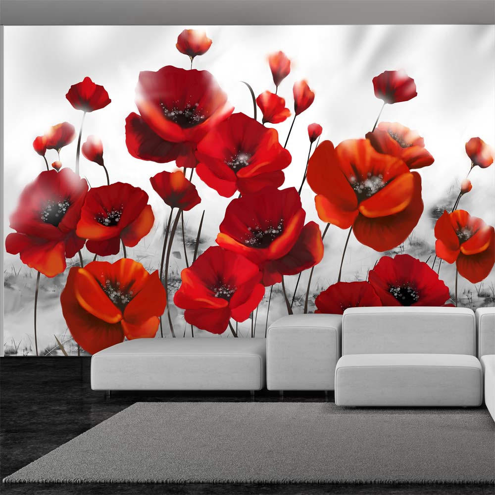 SELBSTKLEBENDE FOTOTAPETE 392/280 cm - Rot/Weiß, Kunststoff/Textil (392/1cm) - KUNSTLOFT