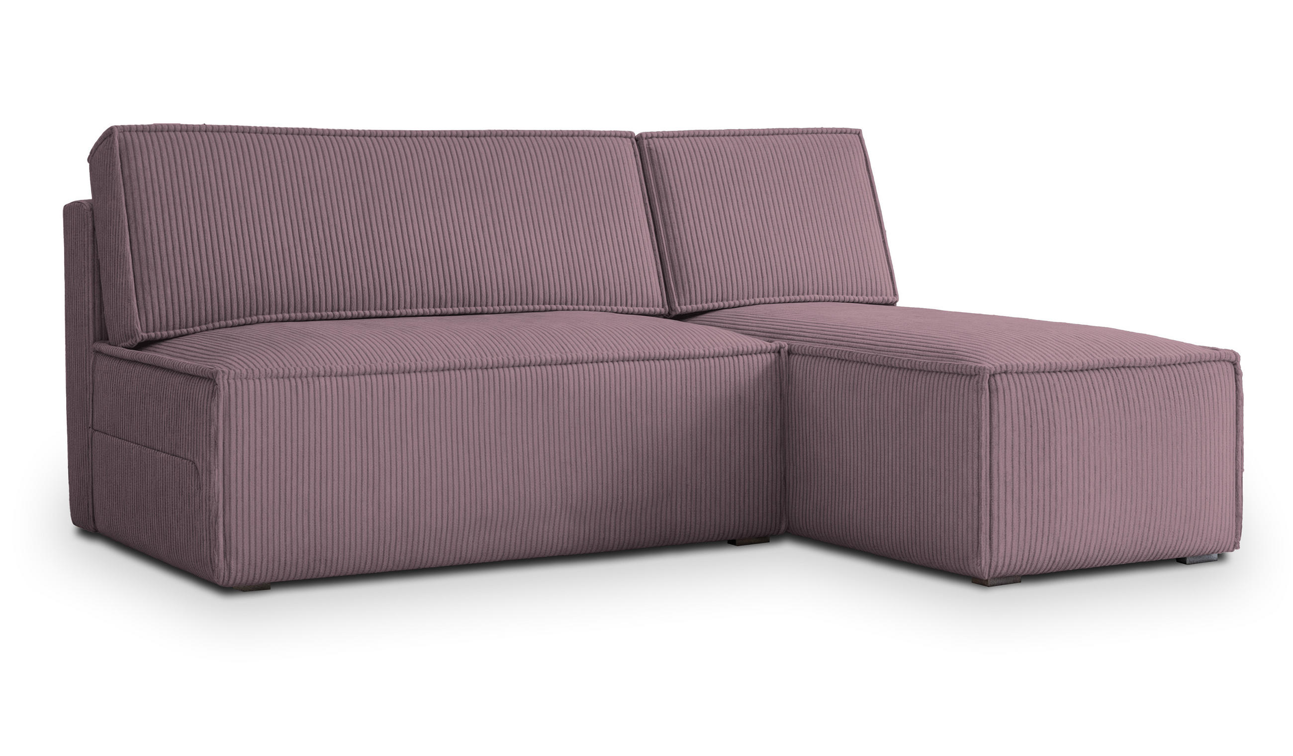 ECKSOFA BRISO P Lila Kordstoff mit Schlaffunktion - Lila, Holz (200/140cm) - MASSENO