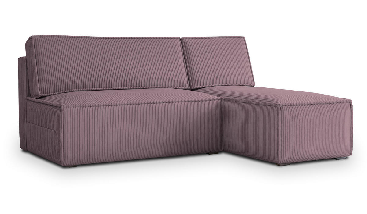 ECKSOFA BRISO P Lila Kordstoff mit Schlaffunktion - Lila, Holz (200/140cm) - MASSENO