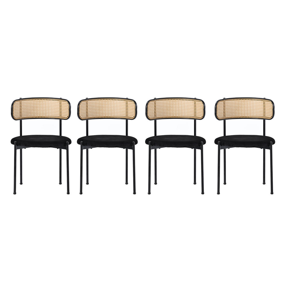 STUHL-SET DE-35939 4 Stück mit Metallbeinen Schwarz - Schwarz, Metall (45/75/40cm) - ComfortXL