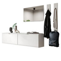GARDEROBE Set 5-teilig weiß Hochglanz 238 cm, Garderobenkombination hängend - Chromfarben/Weiß Hochglanz, Glas/Holzwerkstoff (238/193/34cm) - Inn.Furn