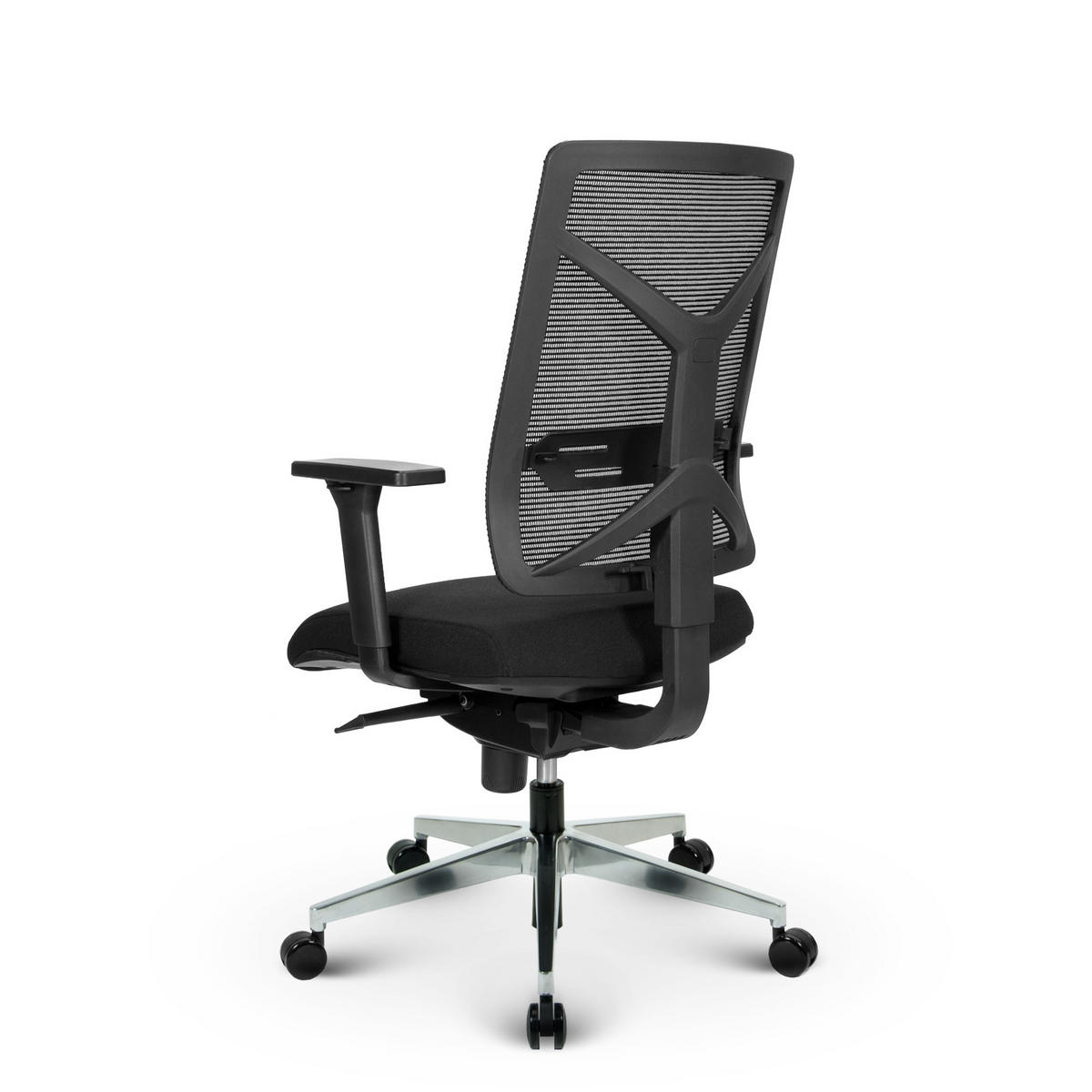 BÜROSTUHL V1801 Stoff/Mesh Schwarz - ergonomisch, 150 kg belastbar, Sitzhöhe 53-65cm - Schwarz, Kunststoff/Textil (65/111/65cm) - Versee