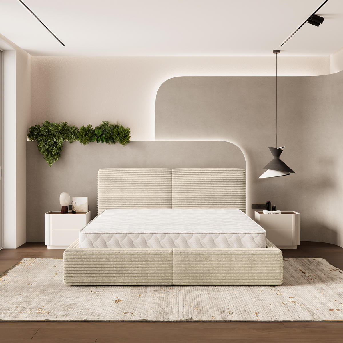 ČALOUNĚNÁ Postel FELURO 160x200 cm Krémová - krémová, kompozitní dřevo/textil (160/200cm) - MASSENO
