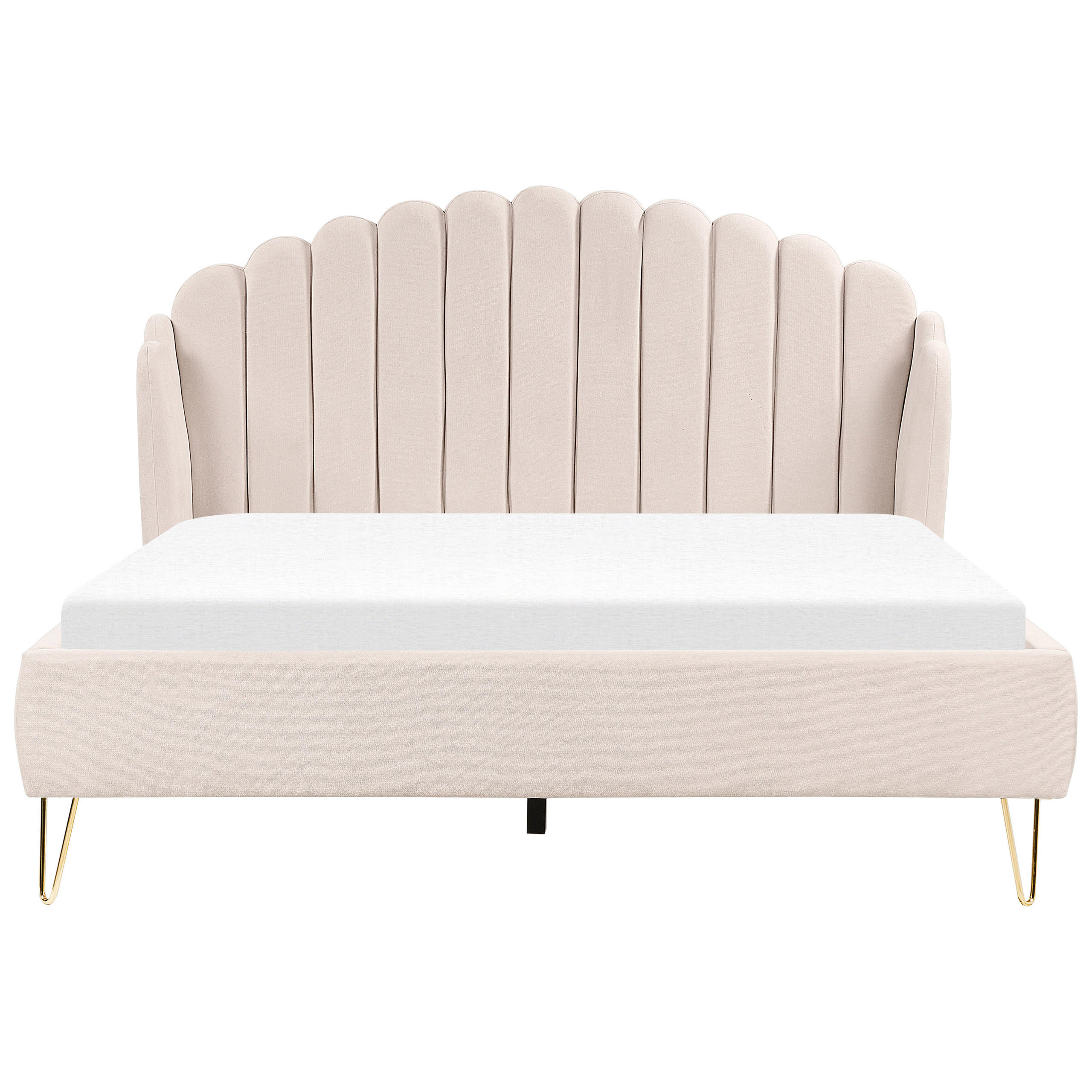 POLSTERBETT 160/200cm Helles Beige Ambillou - Beige, Textil (160/200cm) - Beliani
