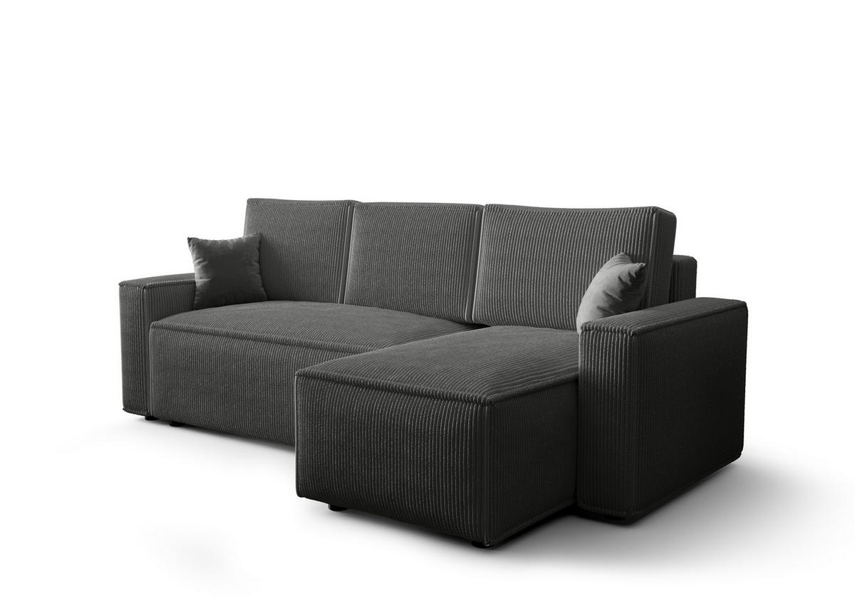 ECKSOFA L AMBRO Poso 60 Rechts mit Schlaffunktion - Grau, Textil (232/143cm) - Bedante
