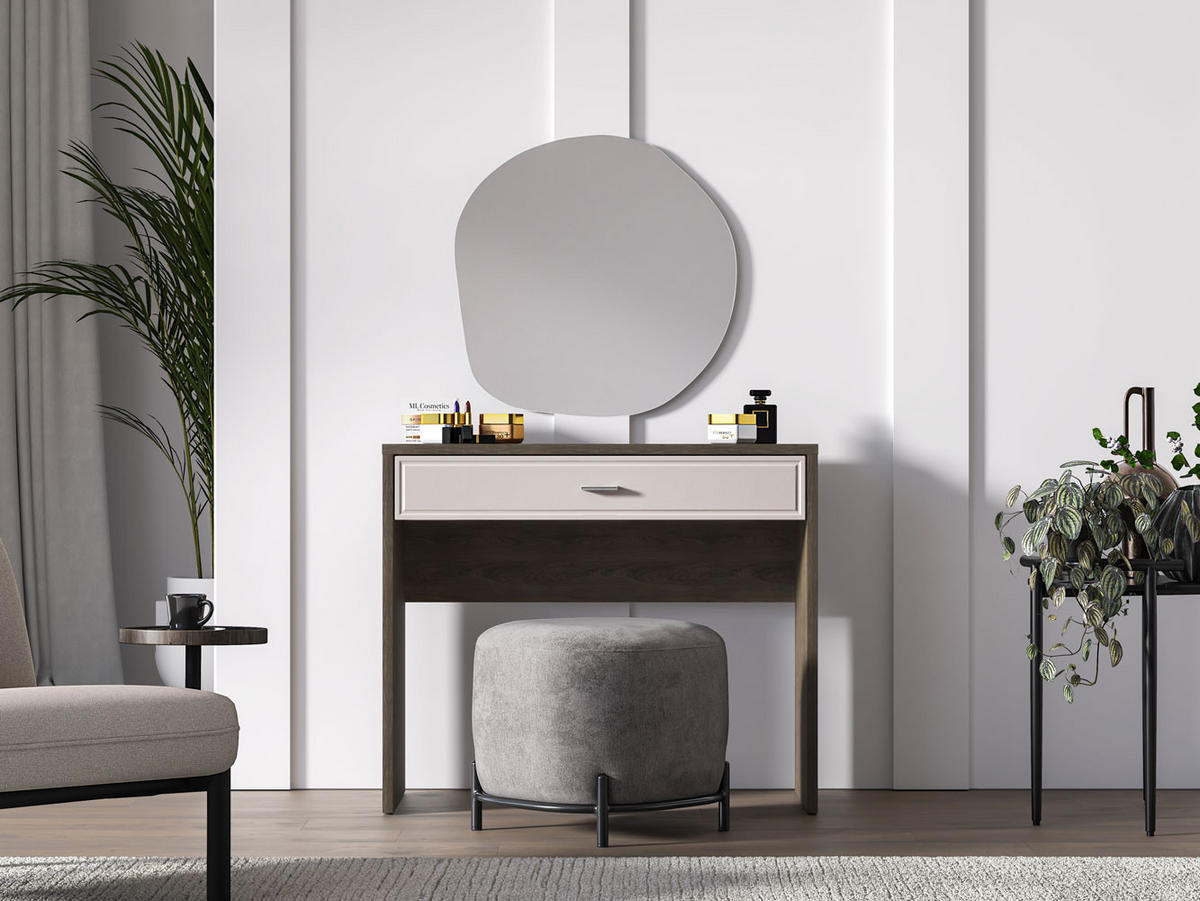 KONSOLENTISCH Avante 92 / 40 / 78cm Windmill Eiche Dunkel / Cashmere Hochglanz - Eichefarben/Creme, Holz/Holzwerkstoff (40/92/78cm) - Feldmann-Wohnen