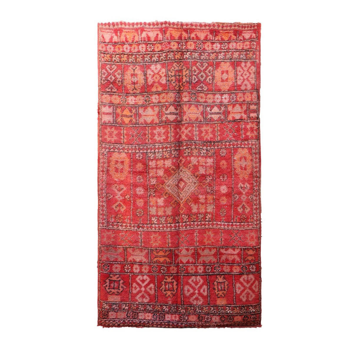 BERBERTEPPICH aus reiner Wolle 182x 335 cm - Rot, Naturmaterialien (182/335cm) - AFK Living
