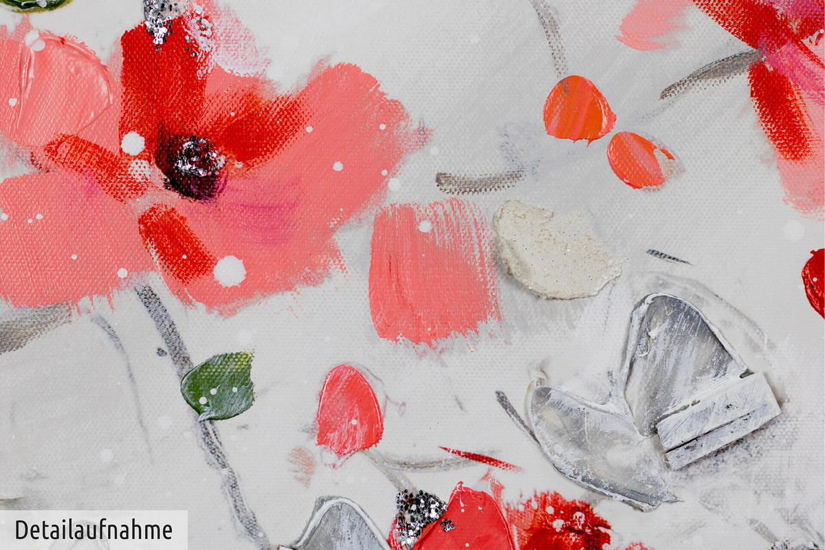 ACRYLBILD HANDGEMALT 120/60 cm - Rot, Holz/Textil (120/60cm) - KUNSTLOFT