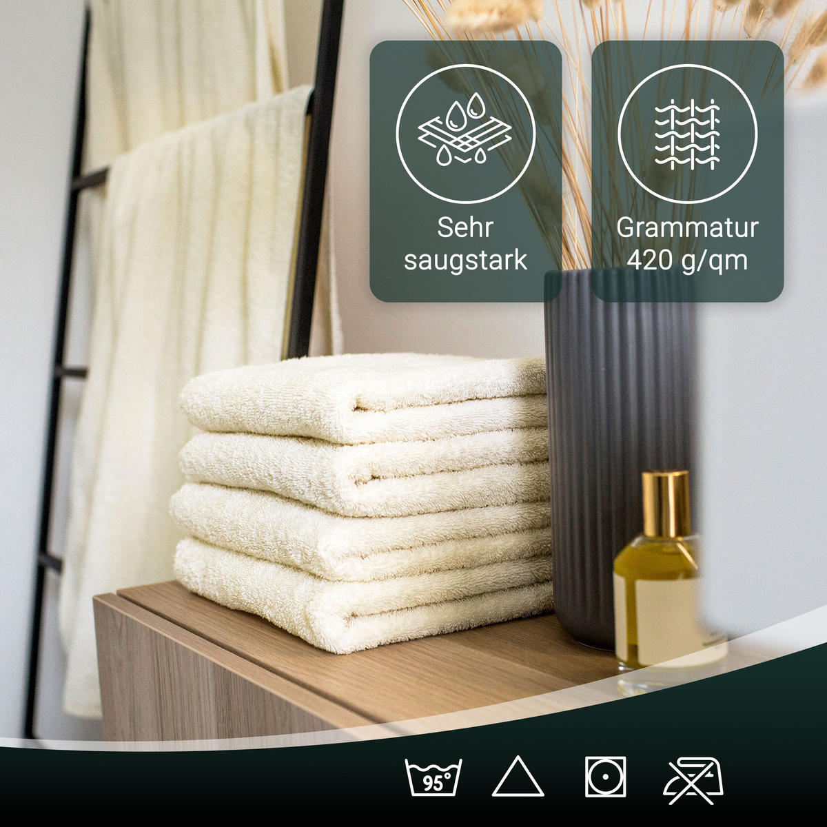 HANDTÜCHER, 4er-Set, 50x100 cm, 100% Baumwolle, Weiß - Beige, Textil (50/100cm) - Zollner