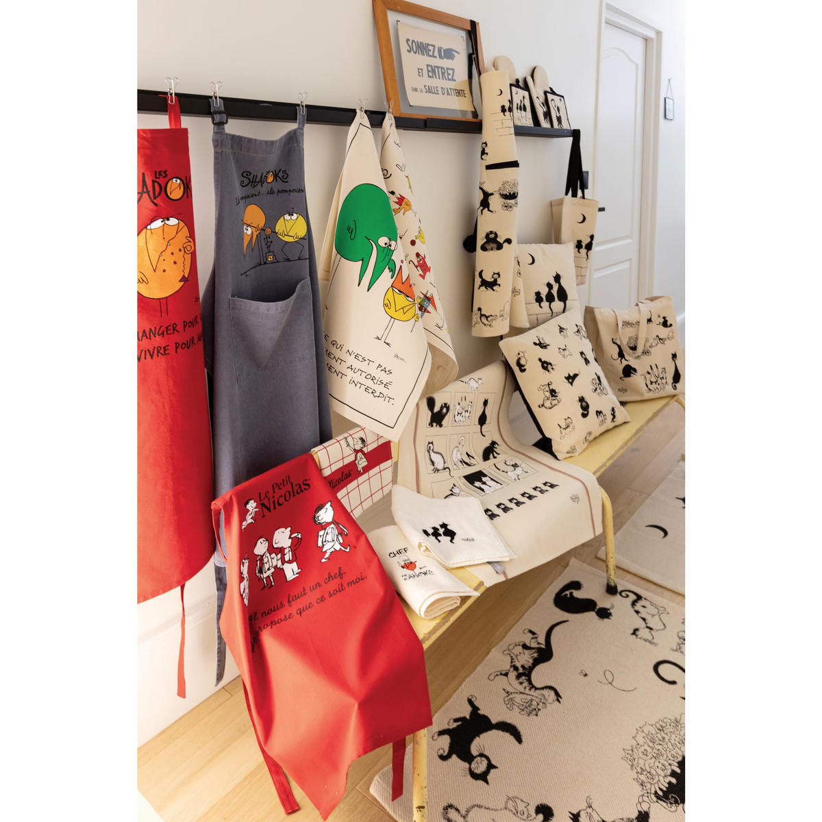 GESCHIRRTUCH Dubout Chats farandole ekrü 48 x 72 cm - Weiß, Textil (48/72cm) - Winkler