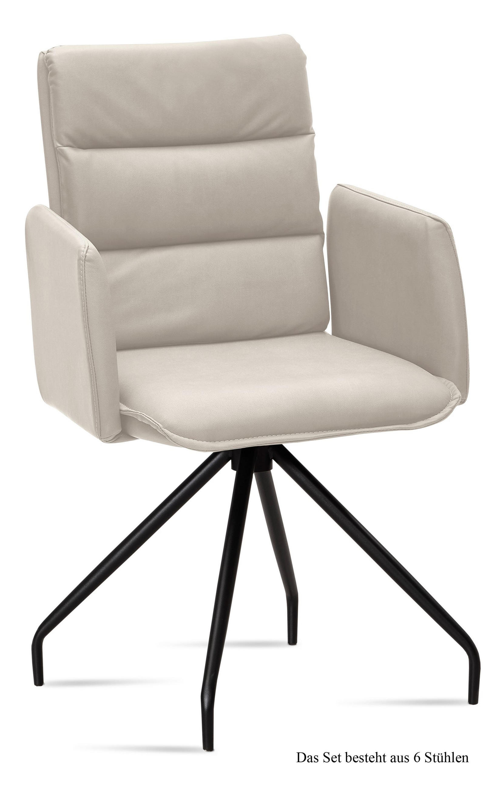 ARMLEHNSTUHL (6er-Set) Dianne 52x92x60 Schwarz/Natur - Schwarz/Naturfarben, Kunststoff (60/92/52cm) - 58aufmkessel