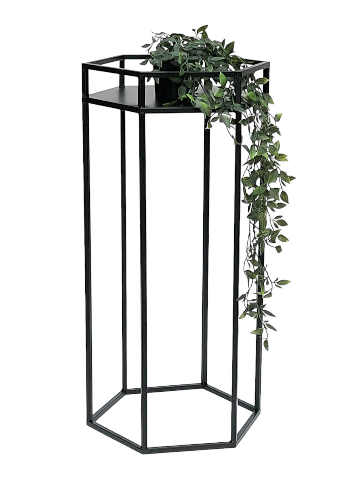 BLUMENHOCKER Metall Schwarz 6eck 70 cm - Schwarz, Metall (35/70/30cm) - DanDiBo