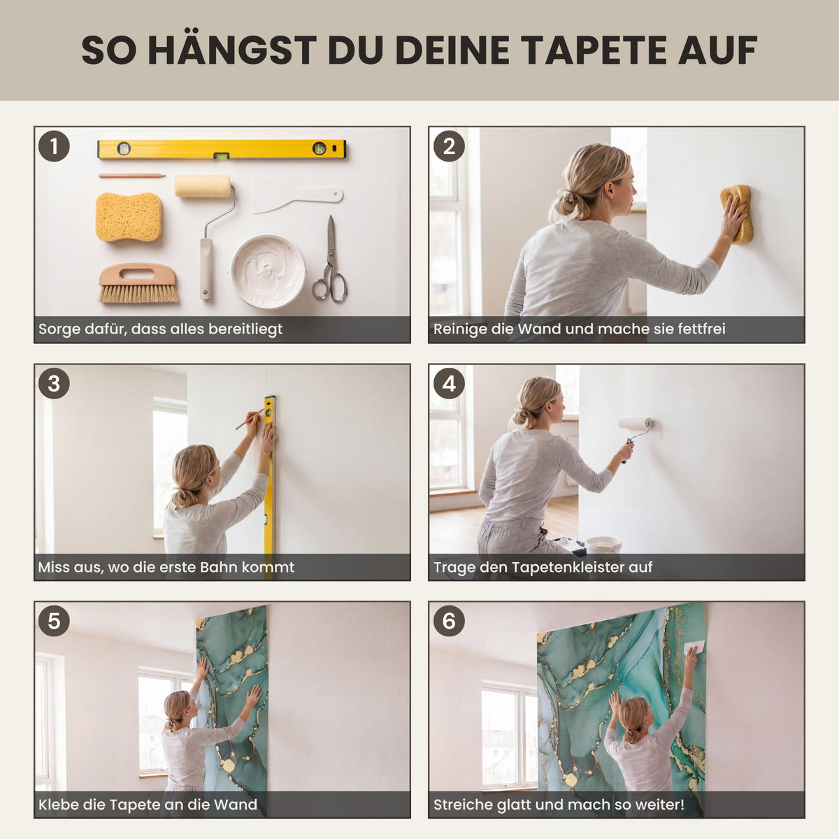 TAPETE - Gold - Marmor - Grün - Luxus - Marmoroptik - Grau - 400x260 cm - Grün, Papier (400/260cm) - OnlyWow