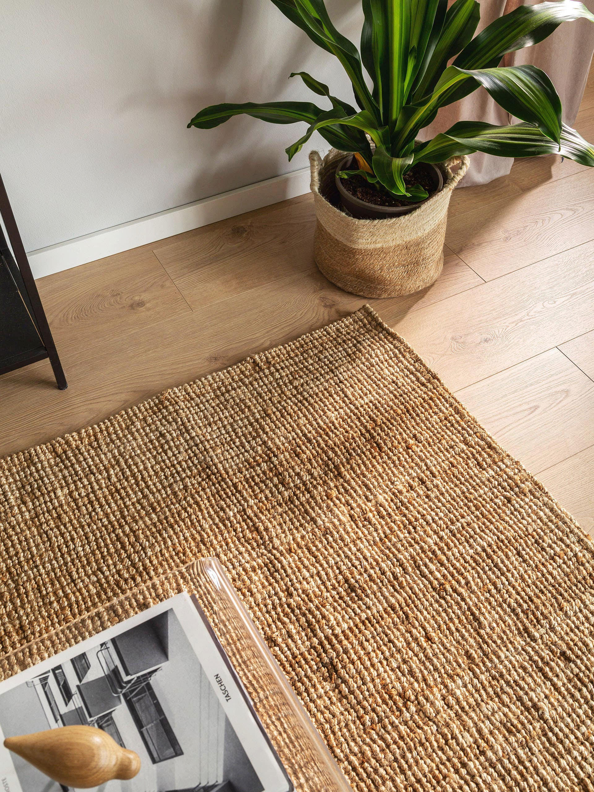 Thumbnail - benuta Pure Juteteppich, Natur, Textil, Beton Optik, Quadratisch, 150x150 cm, Oeko-Tex® Standard 100, für Fußbodenheizun...