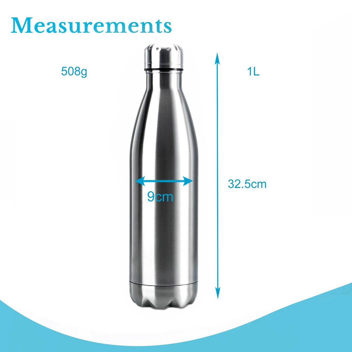 THERMOSKANNE 1 Liter Auslaufsicher - Silberfarben, Metall (0.75L) - Intirilife