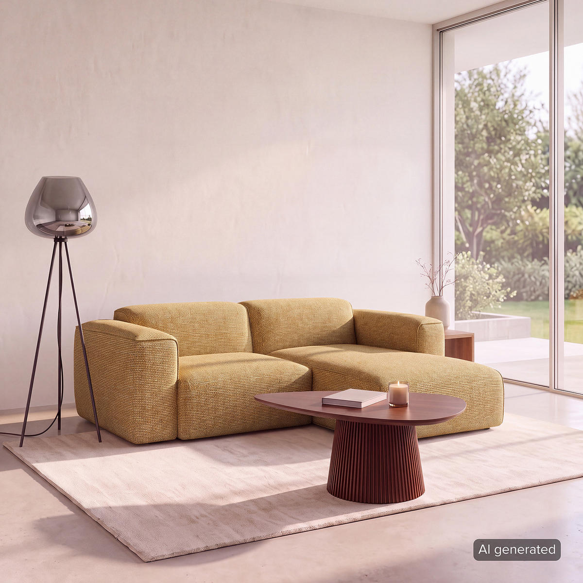 1,5-SITZER ECKSOFA mit Longchair - Schwarz/Honig, Kunststoff/Textil (260/173cm) - home24