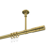 GARDINENSTANGEN-SET Sonette Elanto 280 cm (geteilt in 2 x 140 cm), 1-läufig, 20 mm Ø Messing-Optik - Messingfarben, Metall (280cm) - INTERDECO