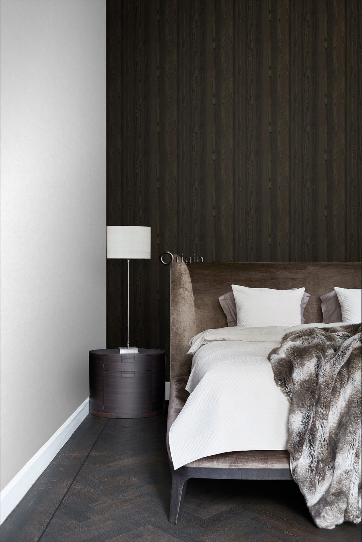 TAPETE Holzoptik 53 cm x 10.05 m - Schwarz, Papier (53/1000cm) - Origin Wallcoverings
