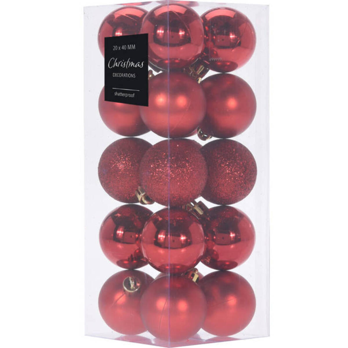 WEIHNACHTSKUGELN 20er-Set Ø 4 cm - Rot, Kunststoff (7.8/19.5/7.8cm) - Home Styling Collection