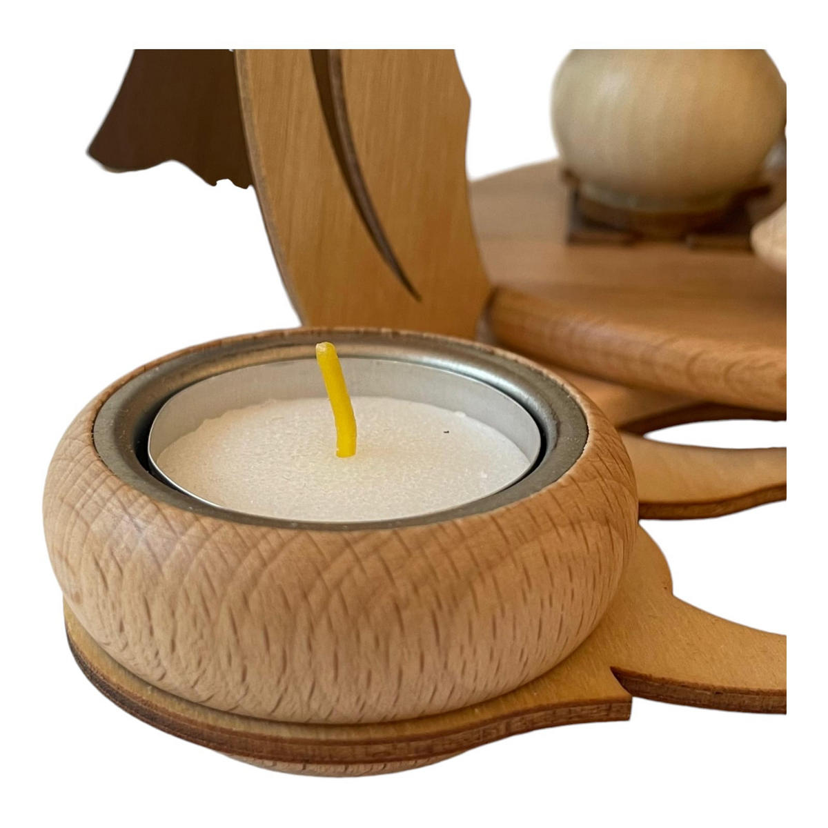 PYRAMIDE Schneemänner unter Eiszapfen für 4 Teelichter 23/21/30 cm - Multicolor, Holz (21/30/23cm)