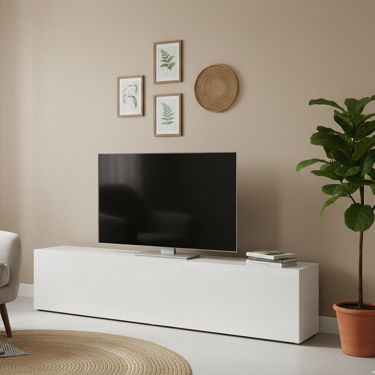 FERNSEHSCHRANK Glänzendes Weiß 30/180/40 cm - Weiß, Holzwerkstoff (180/40/30cm) - DMORA