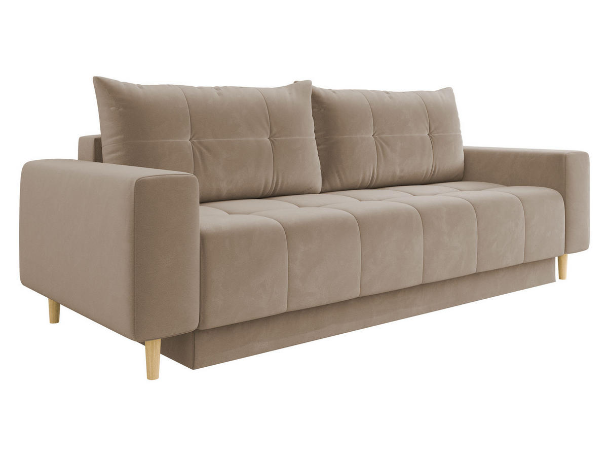 SCHLAFSOFA Santi - Hellbraun, Holz/Textil (244/88/96cm) - MIRJAN24