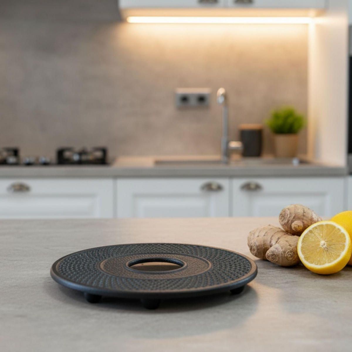 UNTERSETZER Gusseisen Hoshi Ø 13 cm - Schwarz, Metall (13/13cm) - AROMELIO