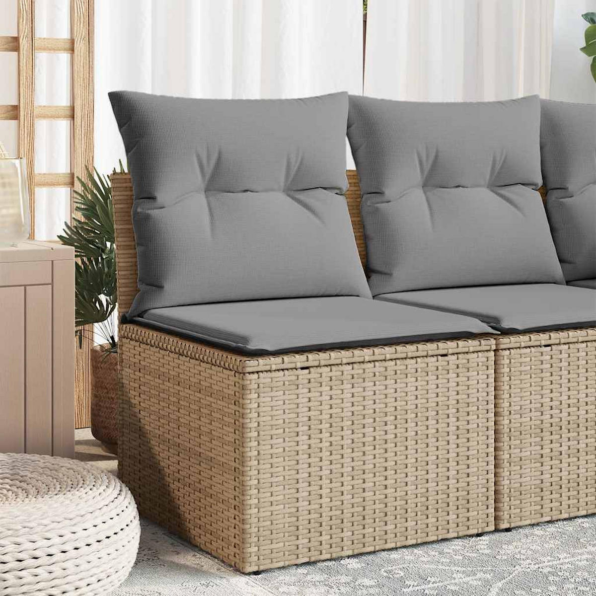 GARTENSOFA Ohne Armlehnen Mit Kissen Beige Poly Rattan - Beige, Kunststoff (62/69/55cm) - vidaXL
