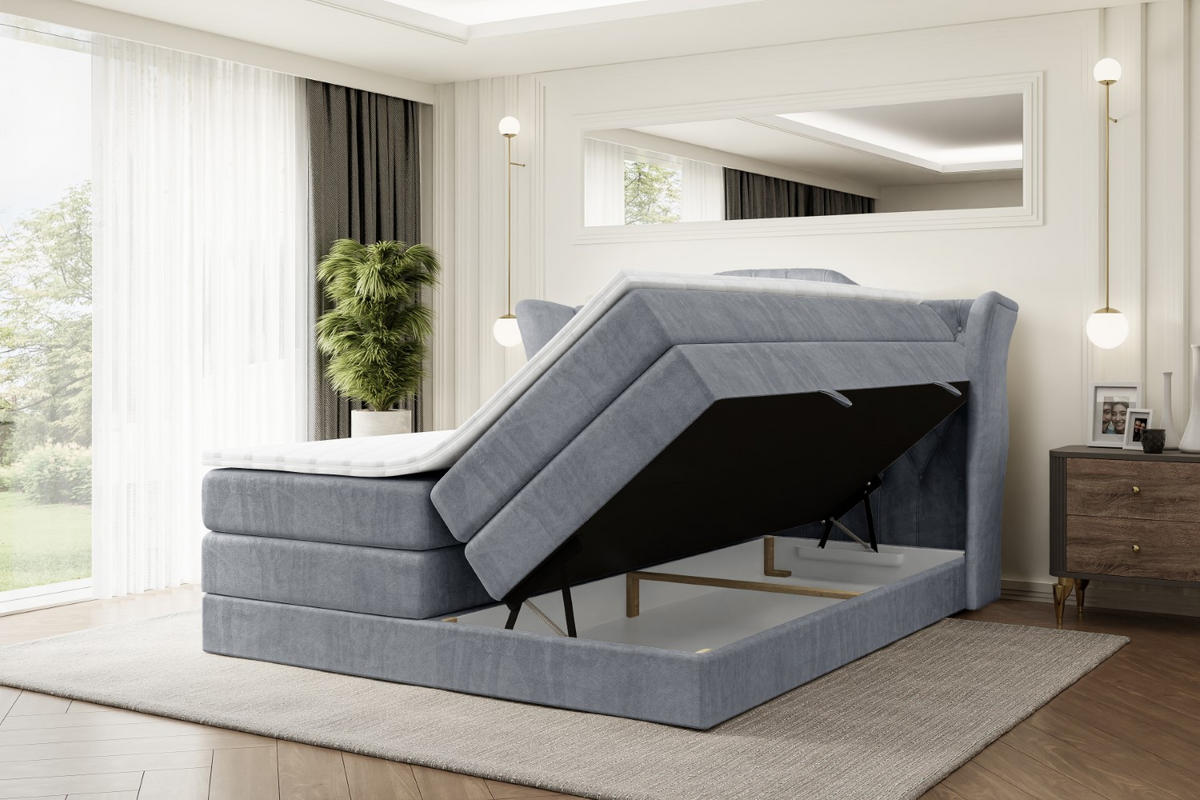 BOXSPRINGBETT VILA KING - 120x200 - H3/H4 - Grau - Grau, Holzwerkstoff (120/200cm) - ALTDECOR