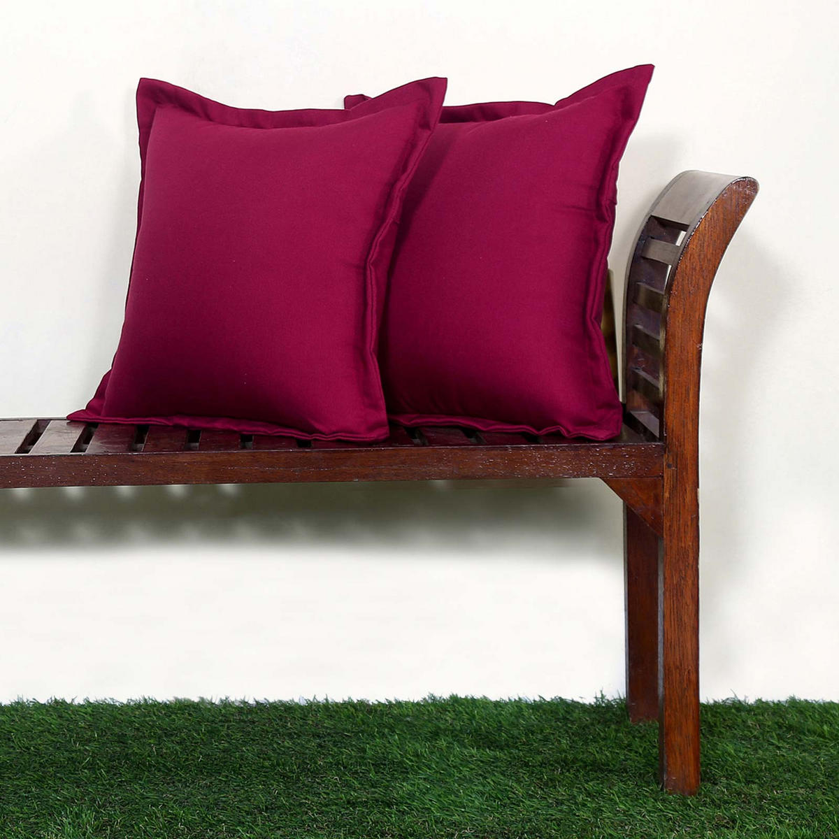 OUTDOOR-KISSEN 2er-Set bordeaux 45/45 cm - Bordeaux, Textil (45/45cm) - Homescapes