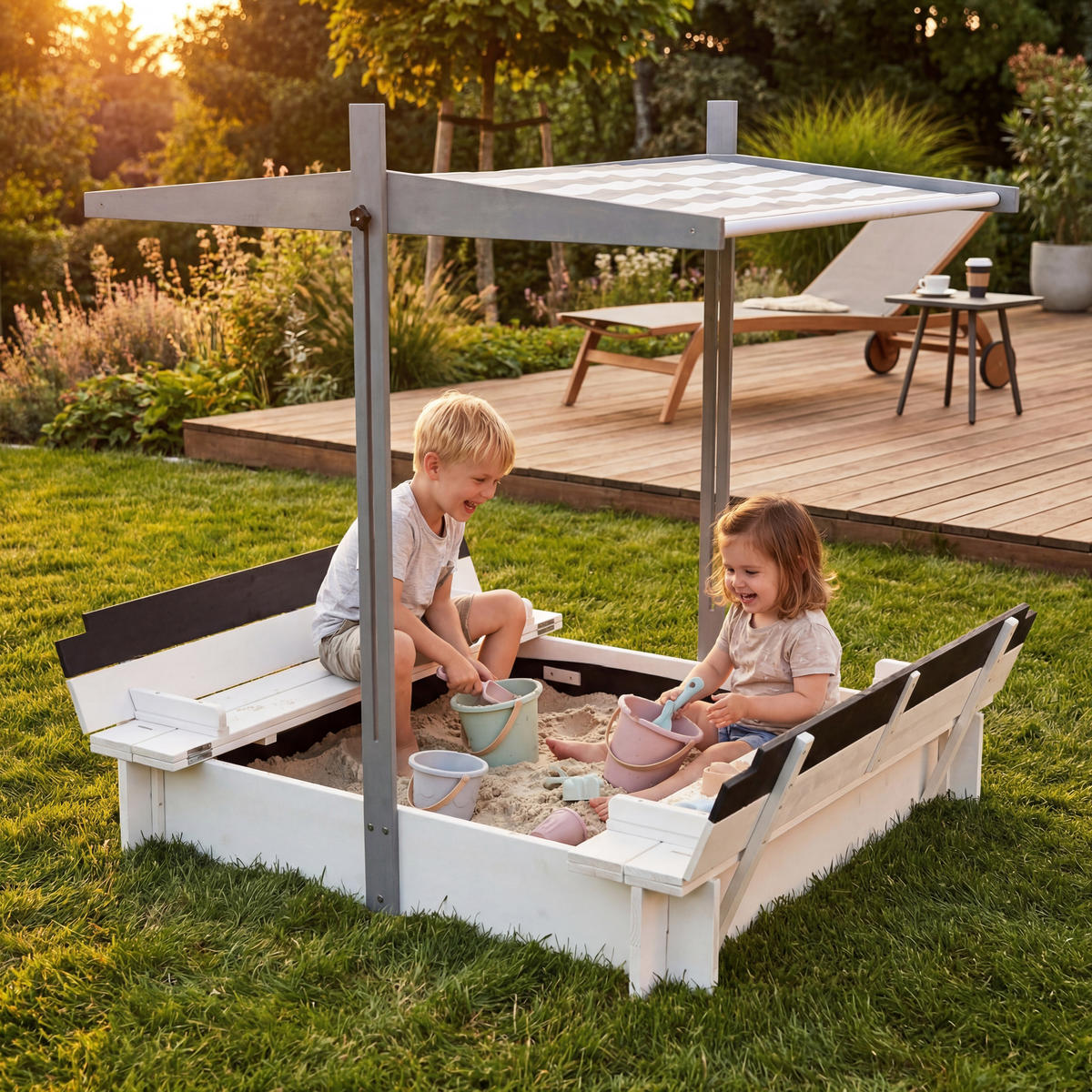 SANDKASTEN soldere1 - Weiß, Holz (120/120/29cm) - WONDERMAKE