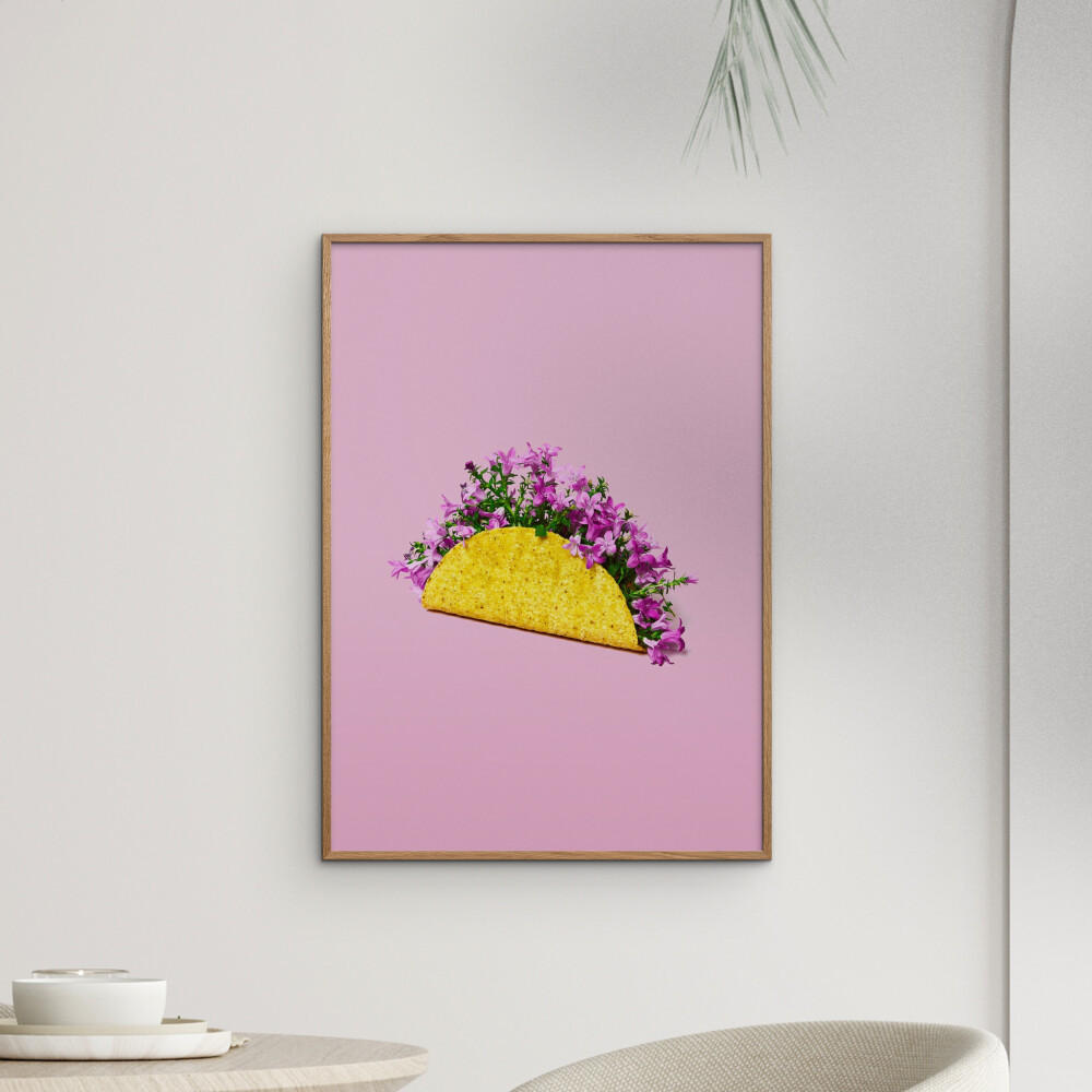 POSTER Supermercat - Flower taco - Pink, Papier (70/100/0.1cm) - Poster&Frame