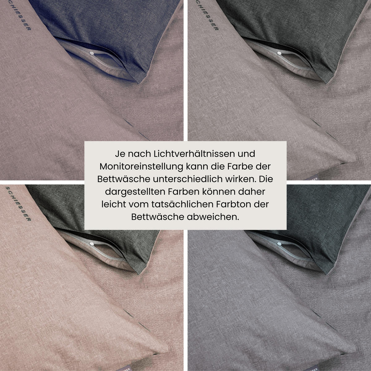 BETTWÄSCHESET Doubleface - Renforcé - 2-teilig - 155 x 220 cm - Grau-Schwarz - Schwarz, Textil (155/220cm) - SCHIESSER