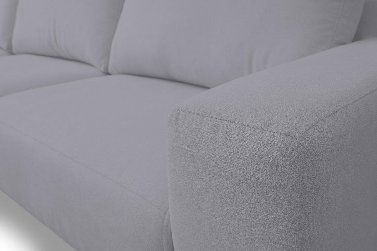 ECKSOFA Aspen in L-Form, Coach Farbe: Hellgrau, Velourstoff, Ottomane Links - Hellgrau, Textil (187/312cm) - VENASI MÖBEL