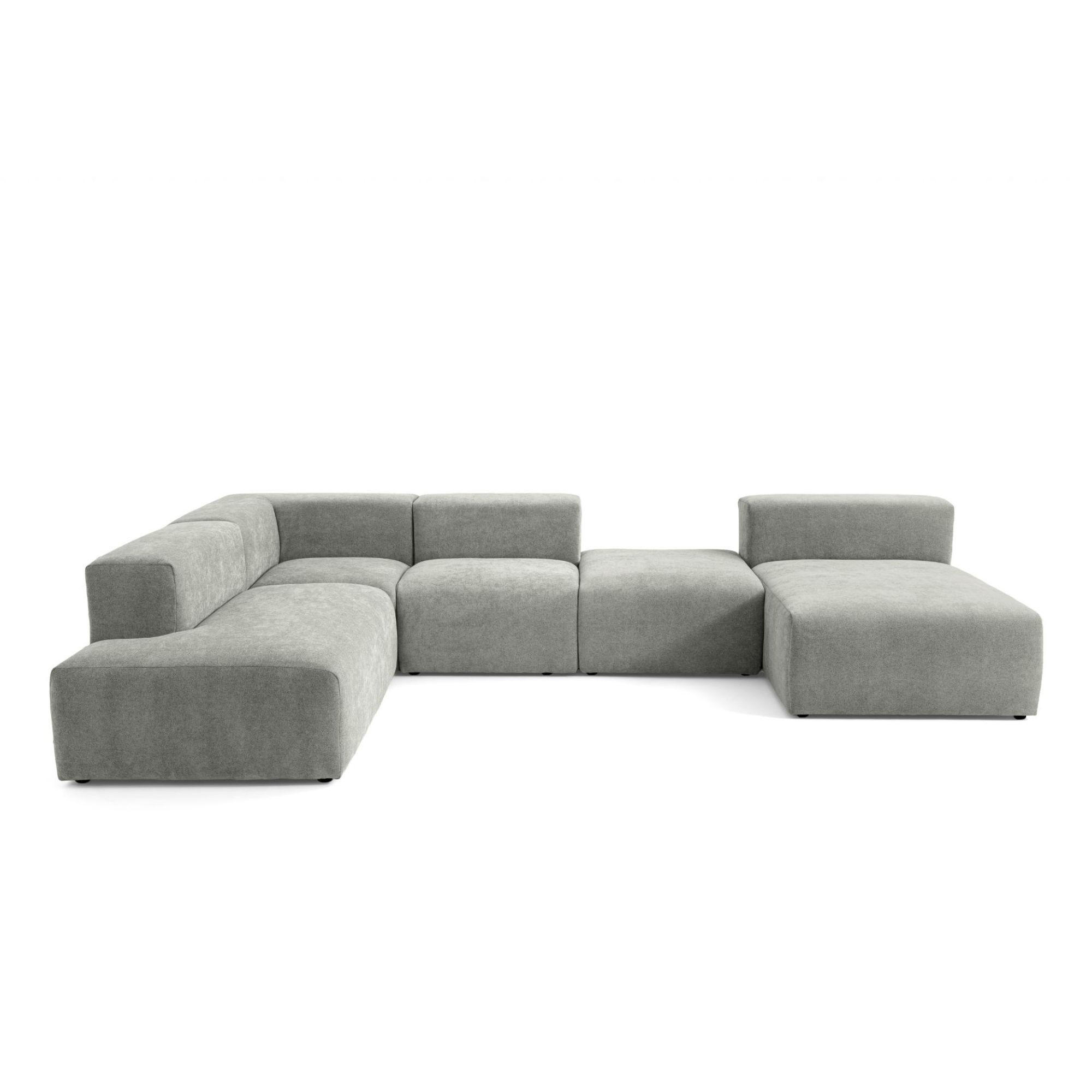5-SITZER modulares Wohnlandschaft U XXL HEAVEN SET 6 Links, Breite 375 cm Webstoff Grau - Schwarz/Grau, Holz/Kunststoff (375/73/245cm) - Muffo