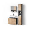 BADMÖBEL-SET Ronco Goldkraft Eiche/Anthrazit 3 Teile, mit Schubladenschrank und Hochschrank - Anthrazit/Eiche Wotan, Holzwerkstoff (80/58/41cm) - Livinity®