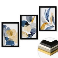 WANDBILDER 3er-Set - 20x30 cm Schwarzer Rahmen - Aquarell-Pflanzenmotive - Schwarz, Kunststoff (20/30cm) - ArtPrintCave