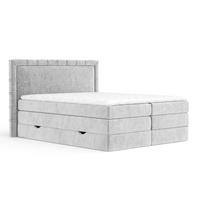 BOXSPRINGBETT Rosabel Hellgrau 200/200 cm mit Matratze und Topper - Hellgrau/Schwarz, Holz/Holzwerkstoff (200/200cm) - Maison de Reve