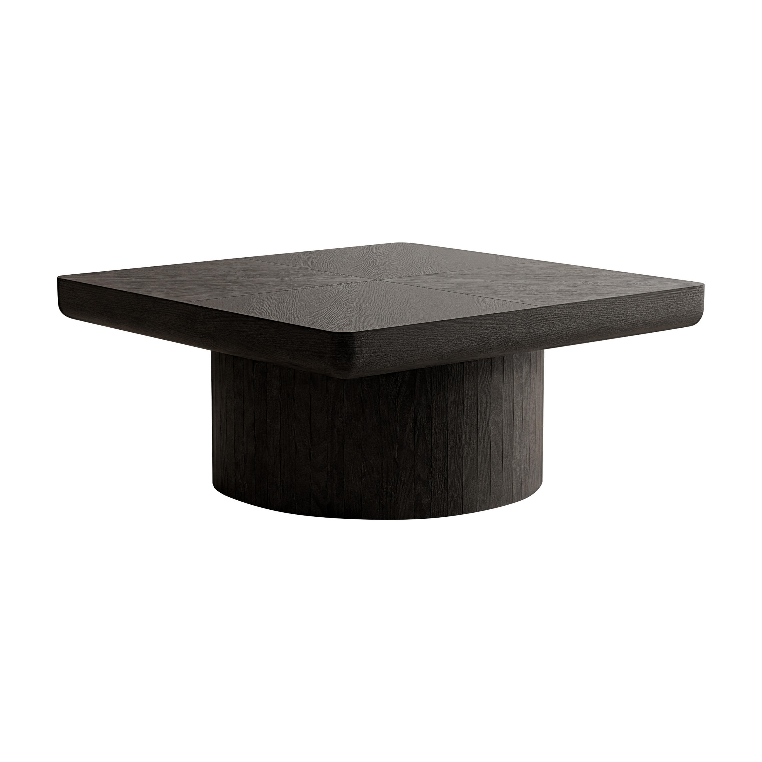 COUCHTISCH Couchtisch 78x78cm Quadratisch-Schwarz Holzfurnier Zylinderfuß - Schwarz, Holz (78/78/38cm) - Raelunyi
