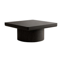 COUCHTISCH Couchtisch 78x78cm Quadratisch-Schwarz Holzfurnier Zylinderfuß - Schwarz, Holz (78/78/38cm) - Raelunyi