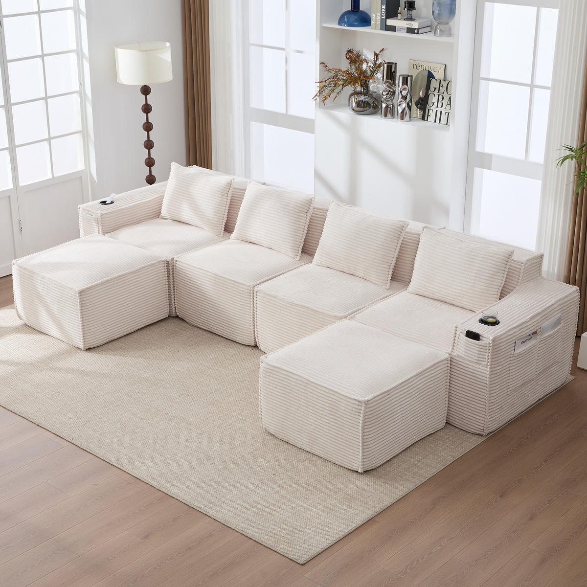 WOHNLANDSCHAFT DE-33834 modular 4-Sitzer Beige - Beige, Textil (330/75/162cm) - ComfortXL