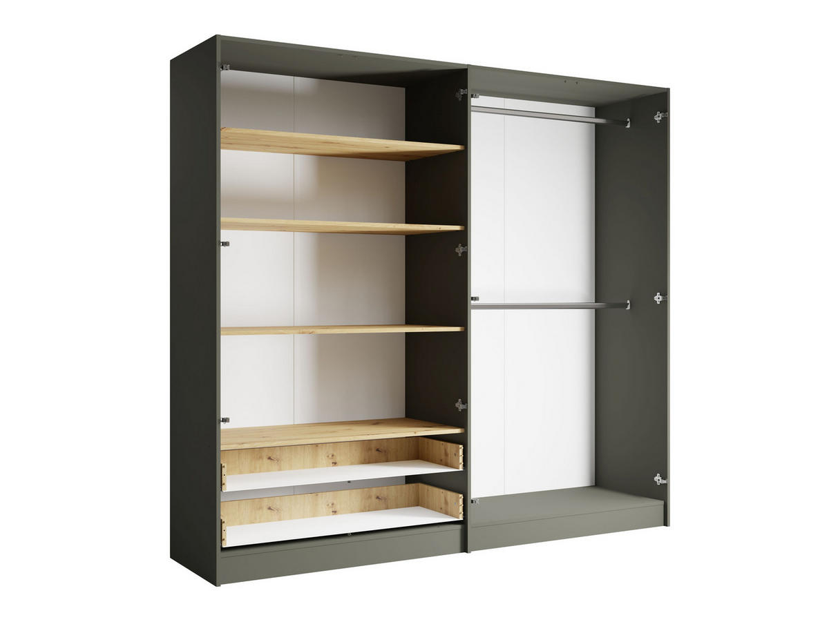 KLEIDERSCHRANK Graphit, Eiche Artisan 220/203/55 - Eiche Artisan, Holzwerkstoff (220/203/55cm) - RAUMHIRSCH FURNITURE