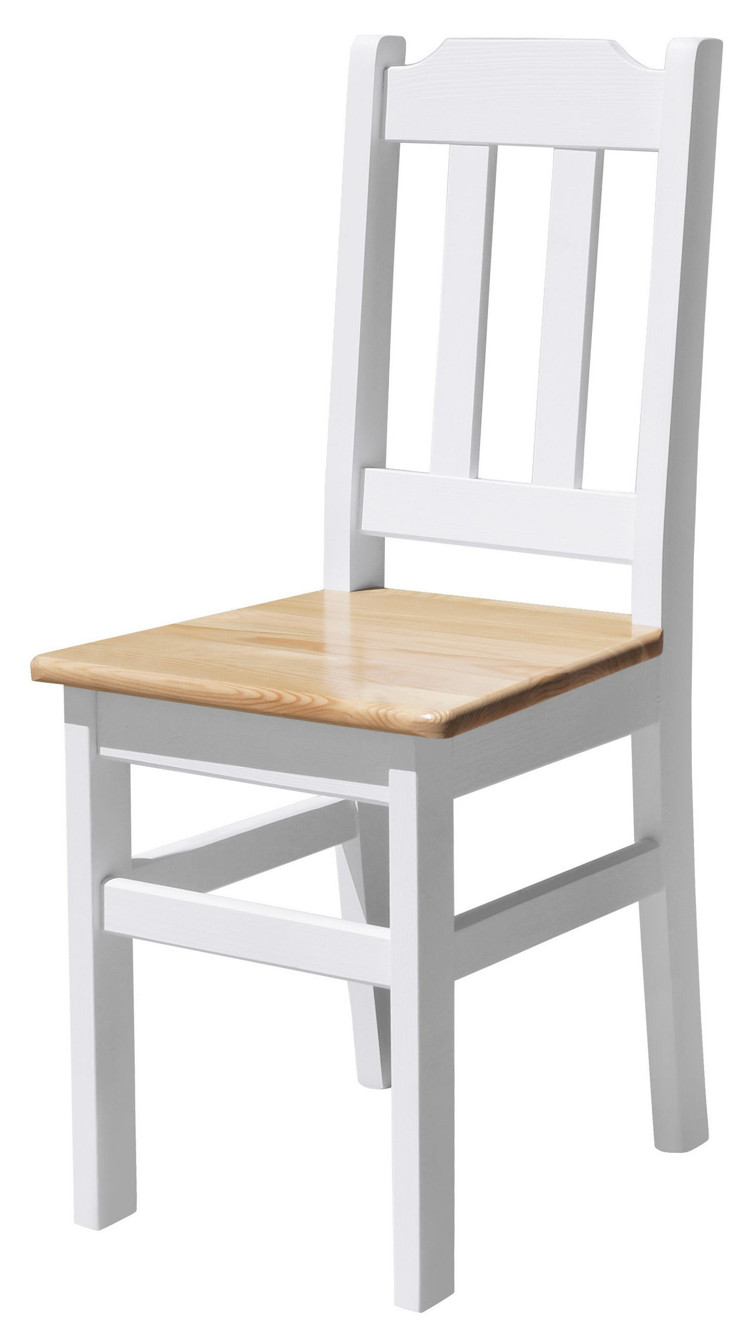 HOLZSTUHL Massiv Kiefer Holz, Weiss/Kiefer Lackiert, 90 x 36 x 39 cm - Kieferfarben, Holz (39/90/36cm) - Koma